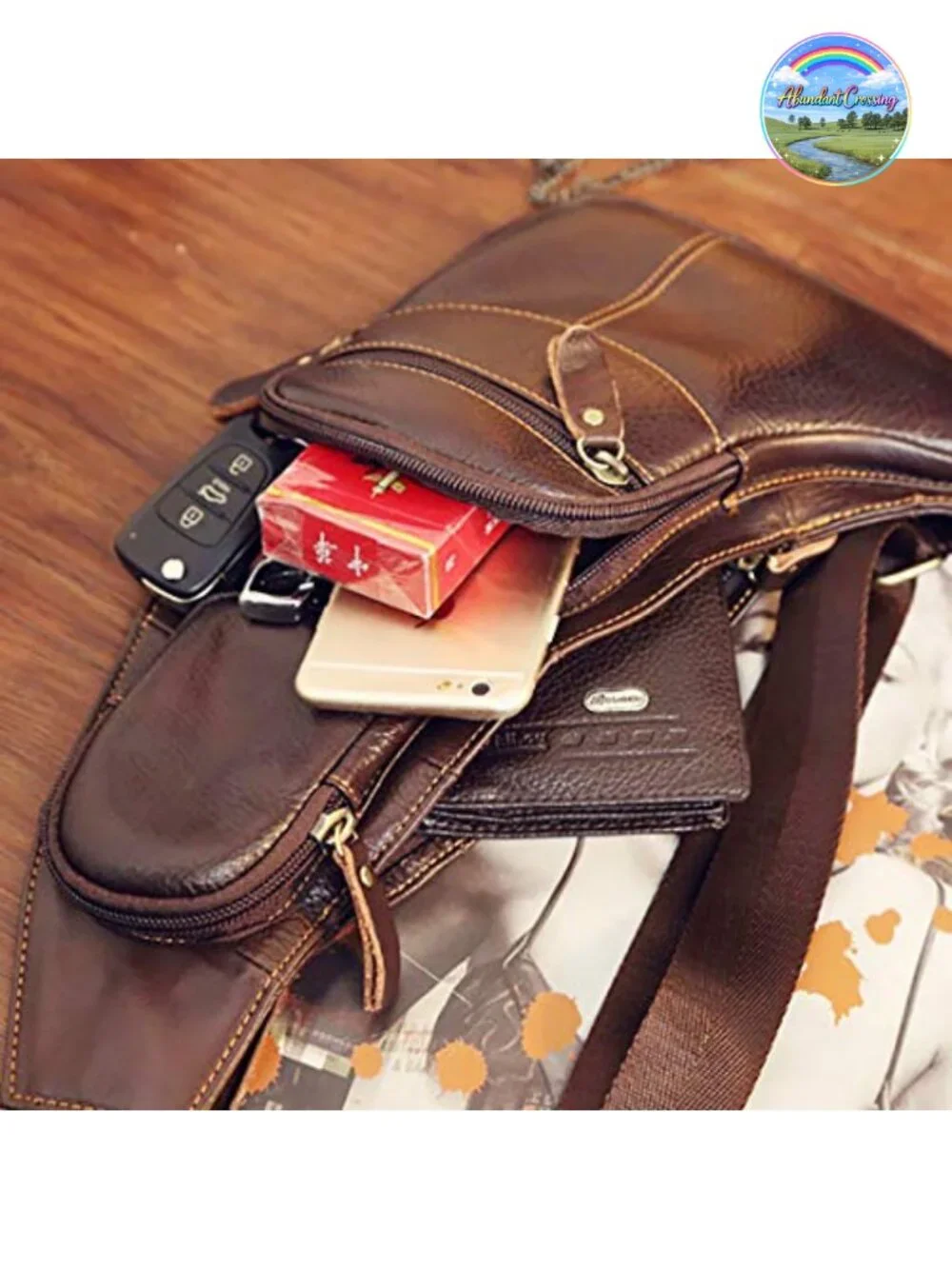 Vintage Leather Sling Backpack Crossbody Shoulder Chest Daypack